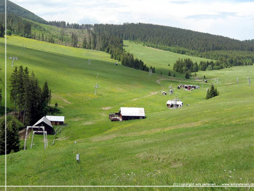Slovakiet. Skue udover de grnne Belianske Tatra bakker med skilifte