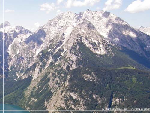 Tyskland. Berchtesgadenland. Knigssee. Imponerende Watzmann set fra Jenner