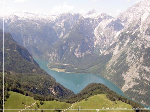 Tyskland. Berchtesgadenland. Udsigt til Knigssee fra Jenner