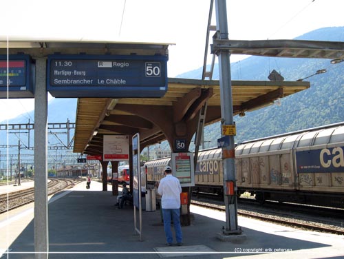 TMB. Togstationen i Martigny, hvor vi skiftede for at komme videre til Orsieres