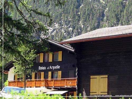 Refugie Relais de Arpette ligger meget smukt lidt udenfor landsbyen Champex i Schweiz