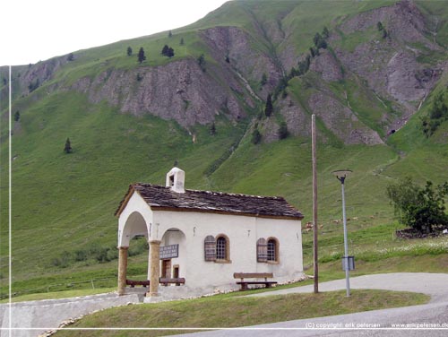 TMB. Ferret. Overfor Chalet Col de Fenetre, ligger dette lille kapel