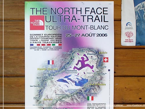 Plakat for 'Ultra Trail du Mont Blanc' (UTMB) eller 'The North Face Ultra Trail', her fra 2006