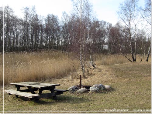 Rigtig rar picnic spot, der ligger lidt nede i terrnet med udsigt til en lille s