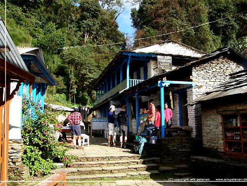 Nepal. Bhaisi Kharka og Hillside Paradise Lodge & Restaurant