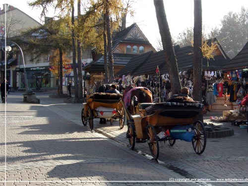 Hestevogne p den populre ggade Ulica Krupwki i Zakopane