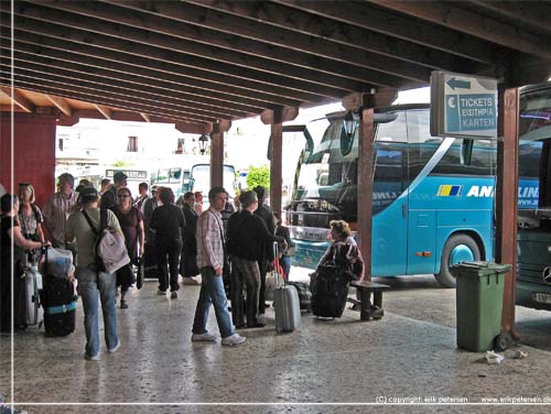 KTEL busstation. Det er her de grnne busser afgr fra. Langdistance busserne til bl.a. Iraklion, Rethymnon