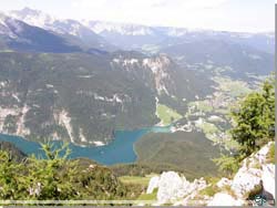 Tyskland. Berchtesgadenland. Udsigt til sen og Schonau am Konigssee fra Jenner [Klik for et strre billede]